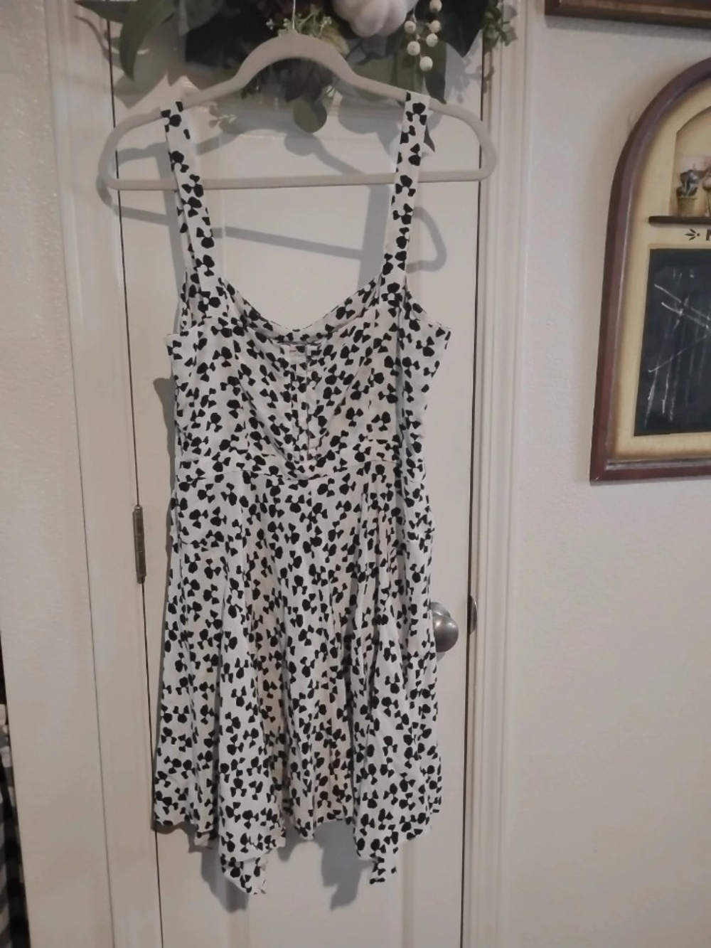 Joie White Mini Dress with Black Spot Print